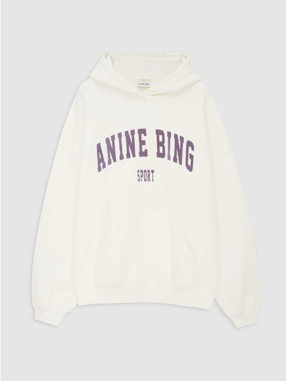Anine Bing Cream Hoodie with Lavender Logo - Women's Sweater